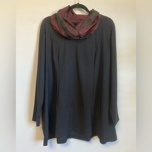 ELLi by Acconda Black Red Cowl Neck Jacket Top